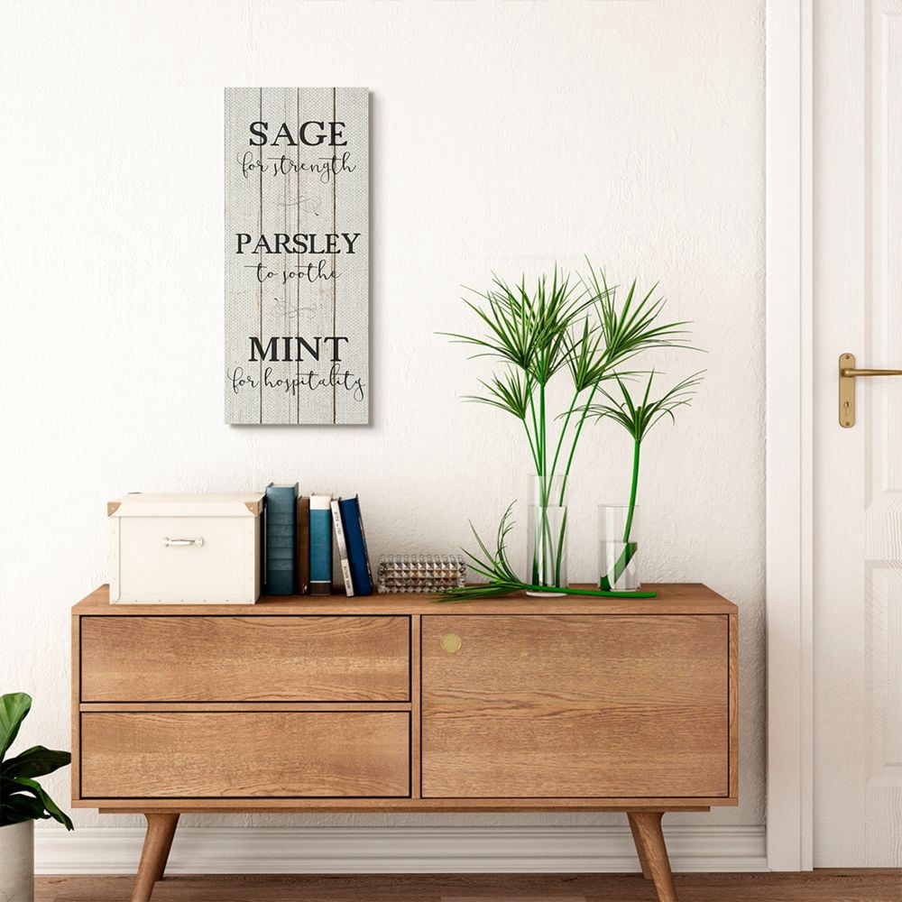 Stupell Industries Sage Herb Kitchen Dining Room Wood Textured Word Design Canvas Wall Art by Kimberly Allen
