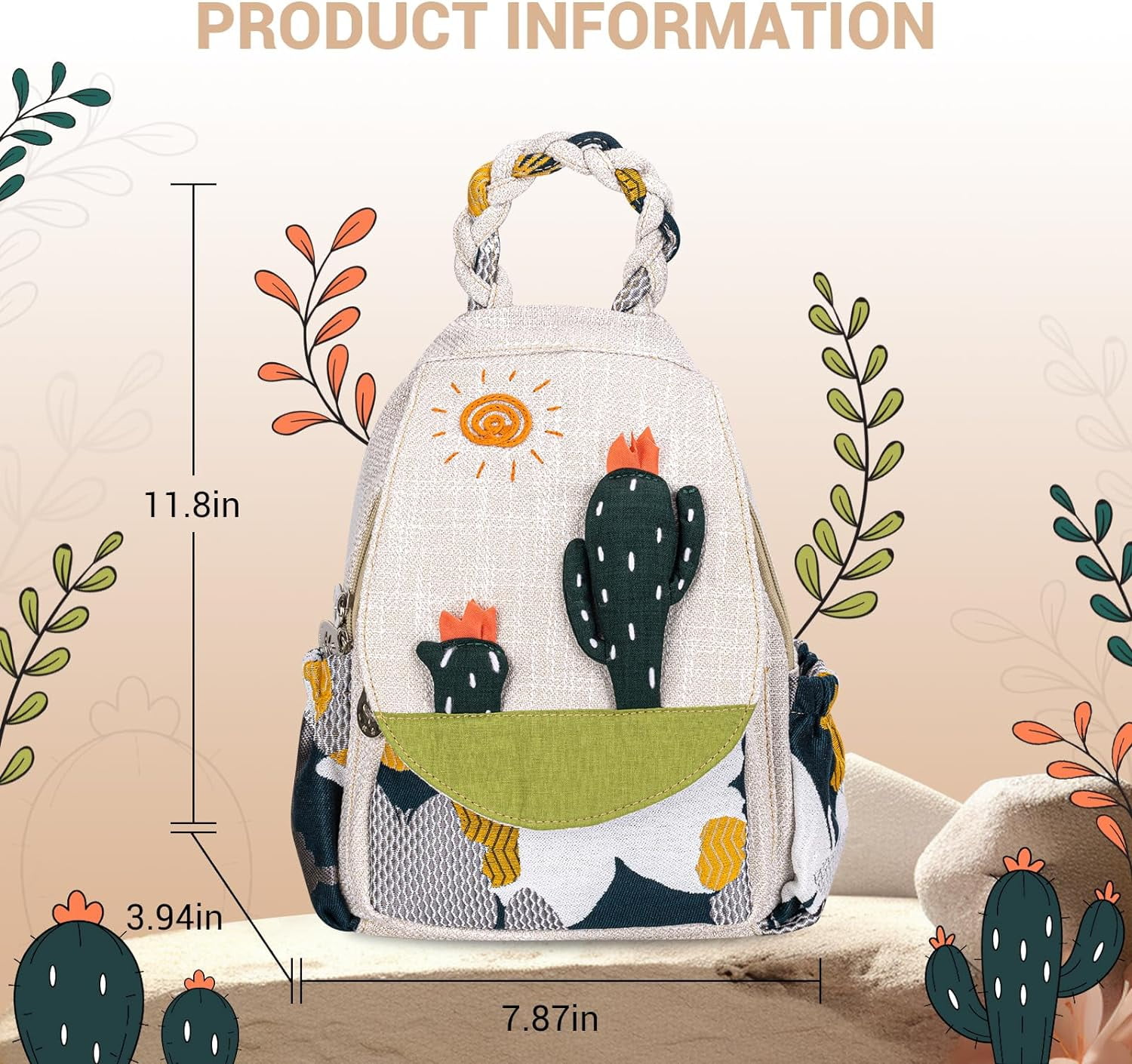 Backpack for Women, Boho Crossbody Sling Bags for Women with Cute Hand-woven Pattern Mini and Small Backpack (Flower)