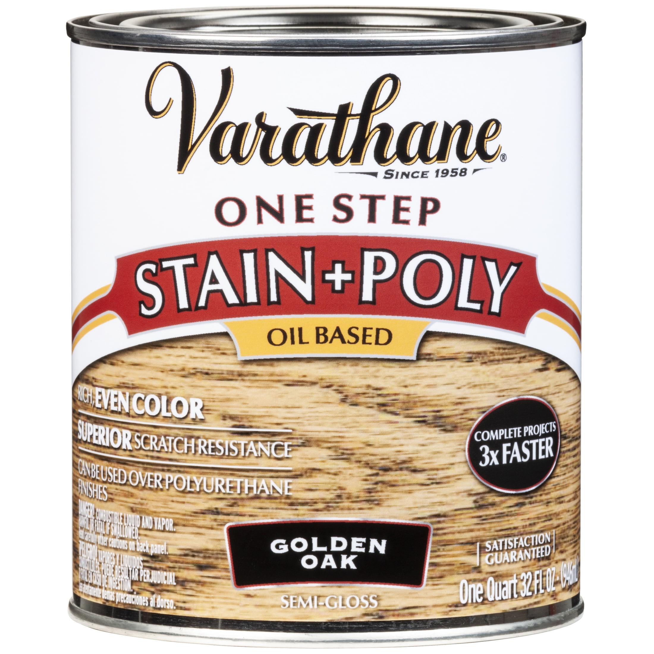 2 Pack, Golden Oak, Varathane Stain + Polyurethane Oil-Based, Semi-Gloss -225244H, Quart