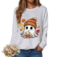 thumbnail image 5 of Enyan Women's Halloween Shirts Pumpkin Shirts Funny Ghost Graphic Tee Fall Long Sleeve Autumn Tops Women's Halloween Shirt Light Gray,XL, 5 of 7