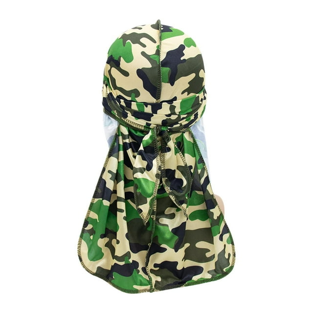 Gorro tipo bandana de seda con diseño de calavera, de cola larga, transpirable y de imitación de seda. Verde