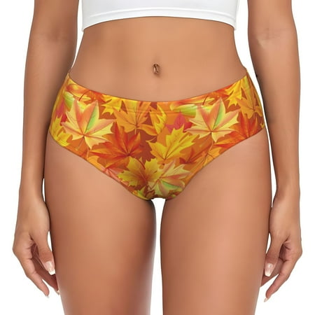 Womens Underwear - yellow maple leaf No Show Seamless Underwear for Women  Soft Comfort Stretch Women s Panties  Hipster Ladies Panties Bikini Underwear Briefs