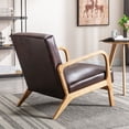 thumbnail image 6 of Knubmt Mid Century Modern Microfiber Accent Chair with Wood Frame, Upholstered Fabric Armchair for Living Room, Bedroom, Office, Dark Brown, 6 of 8