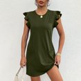 thumbnail image 4 of Leesechin Summer Dresses for Women Ladies Plus Size Elegant Dress Sweet & Cute V-Neck Mini Dress with Pocket Short Sleevele Ruffle Dress, 4 of 9