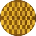 thumbnail image 1 of Ahgly Company Machine Washable Indoor Round Checkered Yellow Modern Area Rugs, 7' Round, 1 of 4