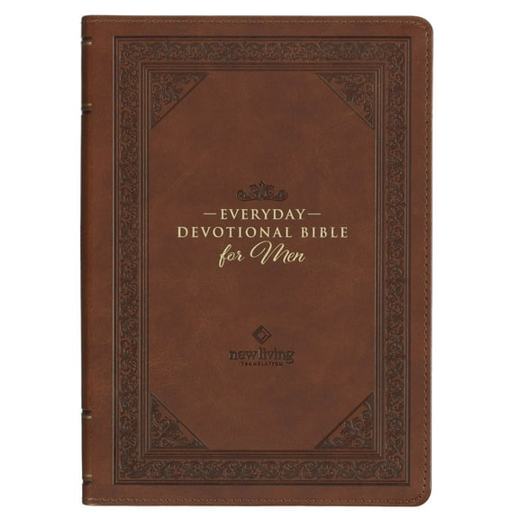 NLT Holy Bible Everyday Devotional Bible for Men New Living Translation, Vegan Leather, Chestnut Brown Debossed, Flexible Daily Bible Reading Plan Options