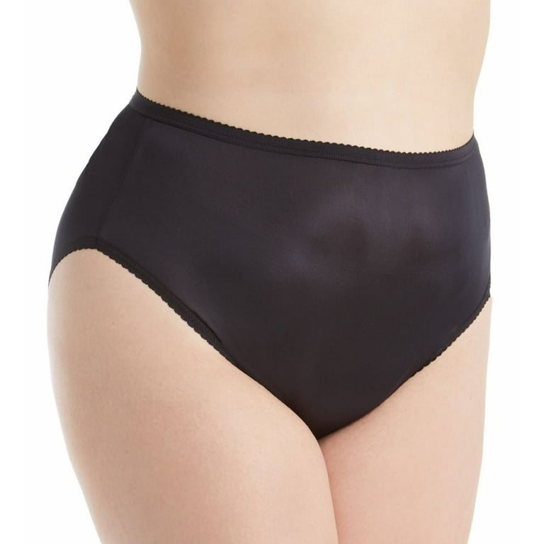 Women's Shadowline 17842P Plus Size Nylon Hi-Leg Brief Panty (Black 10) 