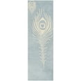 thumbnail image 5 of SAFAVIEH Soho Jarvis Peacock Feather Wool Runner Rug, Light Blue/Ivory, 2'6" x 8', 5 of 9