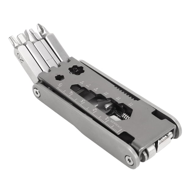 Multiherramienta para bicicleta de acero inoxidable 17 en 1, multiherramienta para bicicleta, Kit de reparación de cadena de bicicleta portátil plegable para exteriores