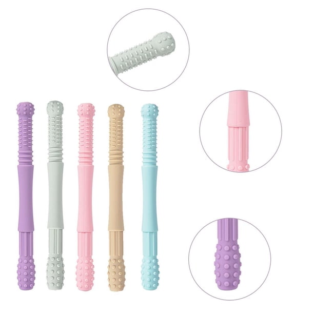 5 tubos huecos para la dentición de bebés, mordedor de silicona suave, juguetes para la dentición de bebés con cepillo de limpieza