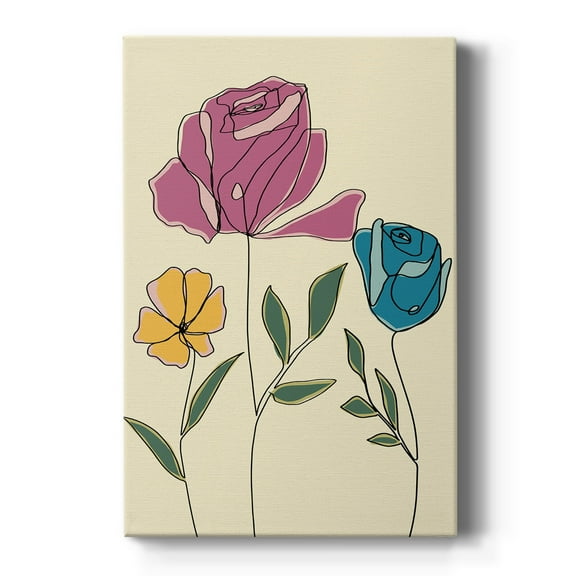 Colored Floral II Premium Gallery Wrapped Canvas - Ready to Hang