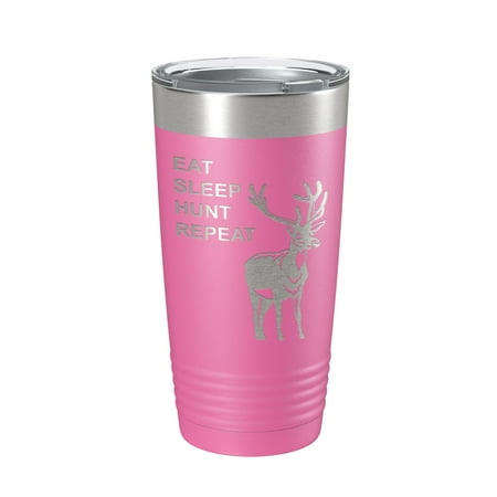 

Deer Hunter Tumbler Eat Sleep Hunt Repeat Travel Mug Deer Hunting Insulated Laser Engraved Coffee Cup Gift 20 oz Pink