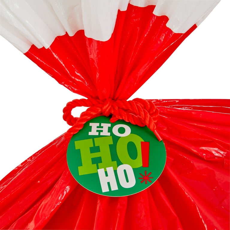 Jumbo Santa HO HO HO Plastic Christmas Gift Bag for Large Gifts w/Card 36 x