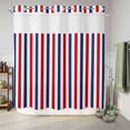 thumbnail image 6 of No Hook Shower Curtain, Red Blue White Striped Shower Curtains for Bathroom with See Through Top Window, Modern Simple Stripes Waterproof & Washable Bath Curtain 66"x72", 6 of 9