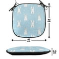 thumbnail image 4 of Easter Bunny Chair Seating Cushion Set of 4, Simple Calm Tones Rabbit Illustration Pompom Tail, Seat Pads for Office with Anti-slip Backing, 16"x16", Blue Cadet Blue, by Ambesonne, 4 of 7