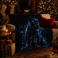 thumbnail image 3 of Black Panther Cosmic Fantasy, Peaceful Celestial Art Scene, Warm Flannel Blanket for Cabin and Lodge with Detailed Artwork, Wildlife Lovers Housewarming Gift, Fantasy Home Decor, 3 of 9