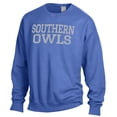 thumbnail image 2 of Men's ComfortWash Blue Southern Connecticut Owls Garment Dyed Fleece Crewneck Pullover Sweatshirt, 2 of 3