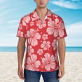 thumbnail image 6 of Picia Red Hibiscus Flower Gentle Cotton Regular Fit Short Sleeve Casual Hawaiian Shirt for Men-X-Large, 6 of 9