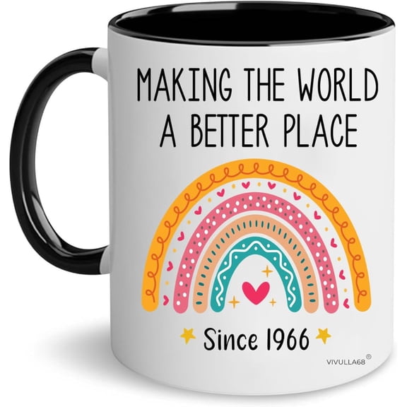 Vivulla68 Happy 60th Birthday Coffee Mug - Fabulous 60 Gifts for Women and Men, Funny Gag Present for Mom, Sister, Sixty Year Old Party Cup, Cool Drinking Mugs for Lady Turning 60 Year of Fabulous