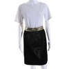 Pre-owned|Escada Margaretha Ley Womans Stiped Gold Trim A-Line Skirt Black Size 38