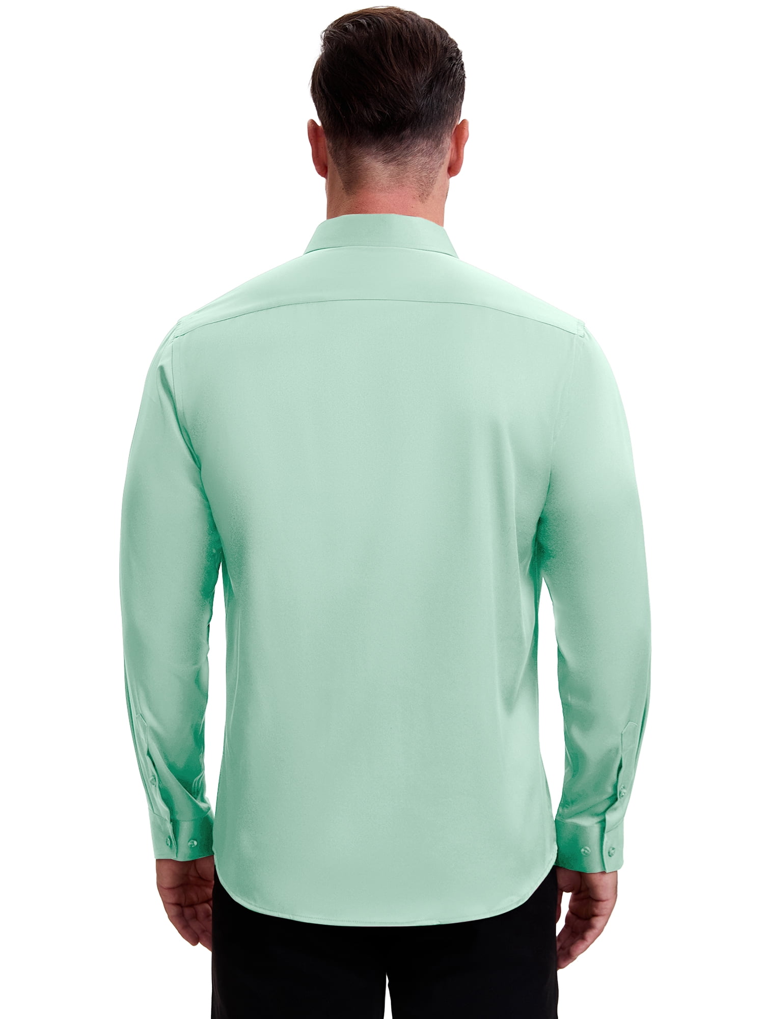 DARING DIVA Men's Point Collar Long Sleeve Button Down Formal Shirts 3XL Green