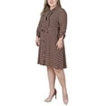thumbnail image 2 of NY Collection Women's Plus Size Long Roll Tab Sleeve Dobby Dress, 2 of 4