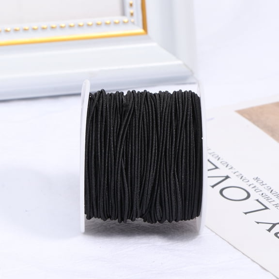 ADDHAT Elastic Black Beads Cord for Jewelry Making Bracelets and Crafts, Stretch String for Beading