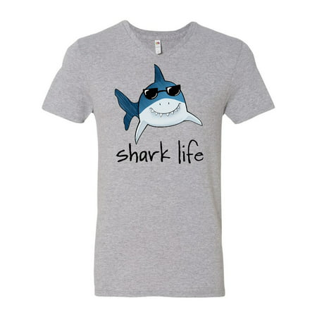 Shark Life Fun Shark With Sunglasses Men's V-Neck T-Shirt