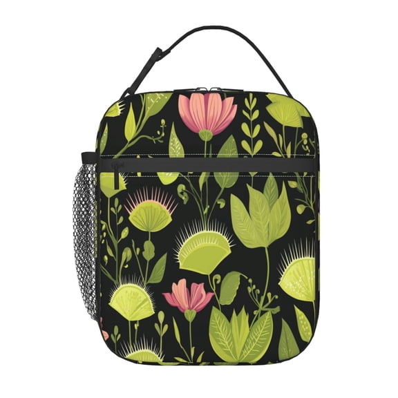 Luxurious Floral Pattern Lunch Bag for Office Women – Stylish Thermal Insulated Tote with Shoulder Strap, Lightweight for Work or Travel