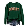 thumbnail image 5 of Halloween Sweatshirt for Women Casual Long Sleeve Pullover Sweatshirt for Daily Comfort and Style Green L, 5 of 5