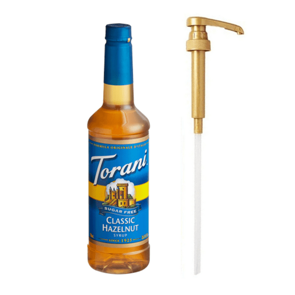 Torani Sugar-Free Classic Hazelnut Flavoring Syrup Plastic 750 mL Bonus Squeeze Pump