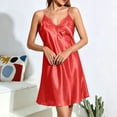 thumbnail image 3 of Stamzod Satin Nightgowns for Women V-Neck Lace Trim Spaghetti Straps Sleep Dress Soft Comfy Ladies Pajamas XL, 3 of 6