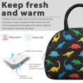 thumbnail image 3 of Dinosaur and Silhouette Black Pattern Insulated Lunch Bag,Leakproof Large Capacity Lunch Box for Work,Picnic or Travel,11.4 X 6.7 X 8.3 Inches, 3 of 6