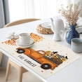 thumbnail image 3 of Fall Harvest Placemats Set of 2 Thanksgiving Truck Pumpkin Trees Leaves Heat Insulated Linen Place Mats, Washable Stain-Proof Table Mats for Dining Tables Holiday Decor 13x19inch, 3 of 9