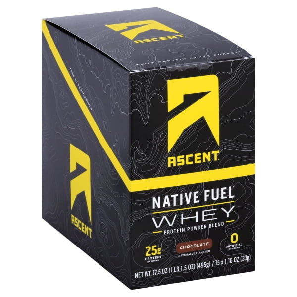 Ascent Native Fuel Whey Protein Powder Chocolate 15 Single Serving