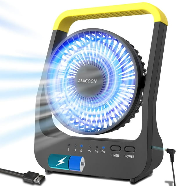 Ventilador de escritorio ALAGOON Portable D, funciona con pilas y temporizador de 6 pulgadas