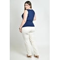 thumbnail image 3 of Blusa satinada con broche Roman Fashion /Tallas Extras, 1914 (Azul marino) azul marino 38, 3 of 5