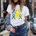 thumbnail image 2 of UANWENN T-Shirts Décontractés pour Femmes avec Imprimé Ruban de Sensibilisation au Cancer, Manches Courtes, Col Rond, Style de Base pour le Quotidien, Chandails Athlétiques, Paquet Femmes, T-Shirts pour Femmes, Hauts de Couleur Unie pour Femmes, Court, 2 of 5