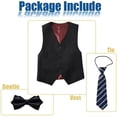 thumbnail image 3 of Lycody Boy's Suit Vest with Bowtie and Tie Kids Suits for Teen Adjustable Back Strap Vest Set Tie and Bowtie for Wedding Graduate Prom Party, 3 of 7