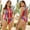 Multicolor, variant on BONIXOOM Swimsuit Women Underwire Elastic Striped Two-Piece Sets High Cut Summer Swimwears on Clearance Multicolor Size 18