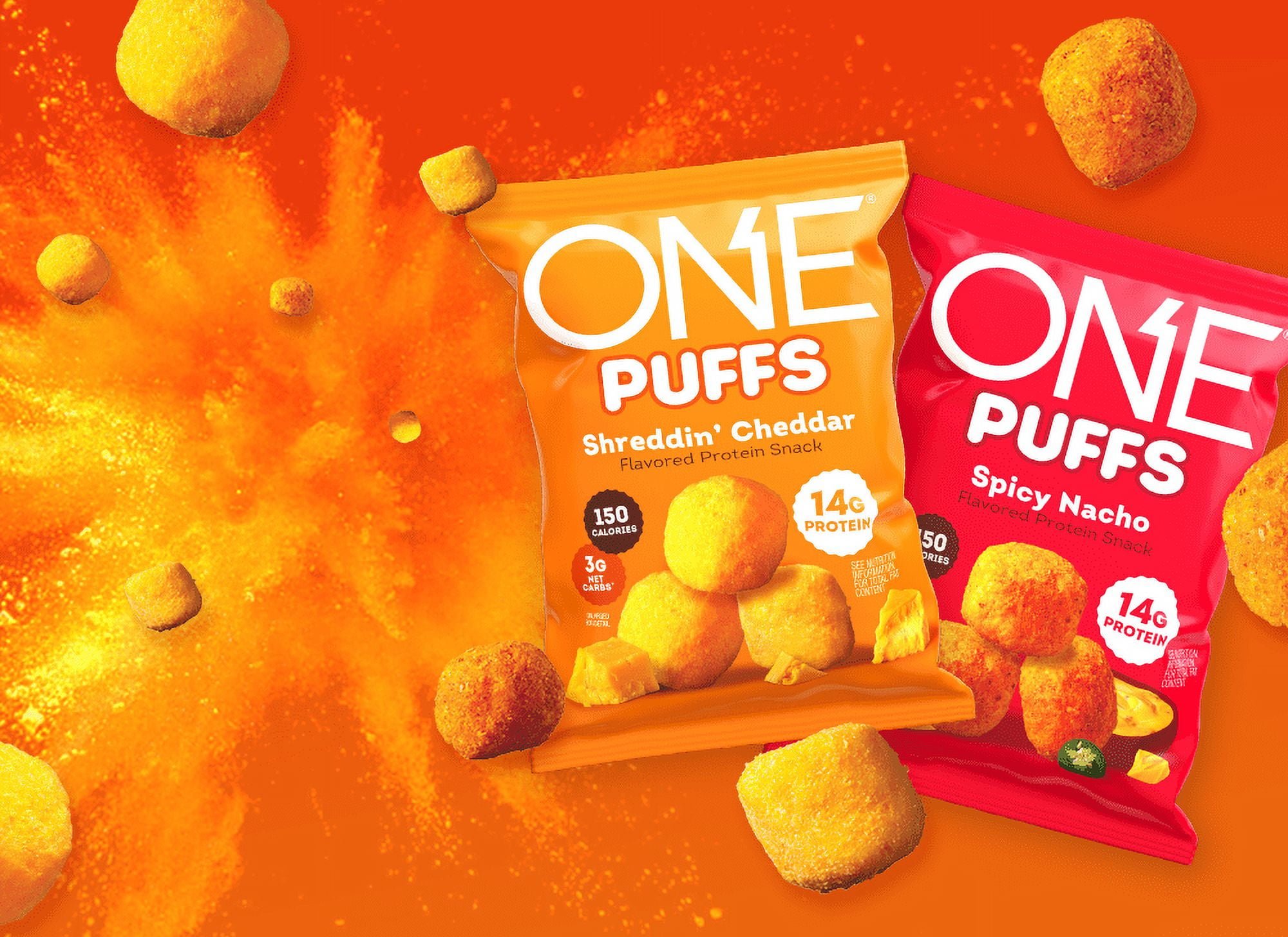 (4 pack) ONE Puffs Shreddin' Cheddar Protein Puff, 14g Protein, 1.05 oz
