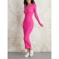 thumbnail image 4 of Biezeib Women Long Dress, Long Sleeve Hooded Zipped Solid Slim Fit Bodycon Dress Fall Dress, 4 of 6