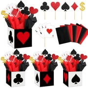 Zhanmai 6 Set CORNET Casino Party Decorations Casino Favor Boxes (6 x 6 x 6 Inch) Casino Centerpiece Sticks Casino Themed Party Supplies Game Night Decorations for Birthday Party Centerpieces
