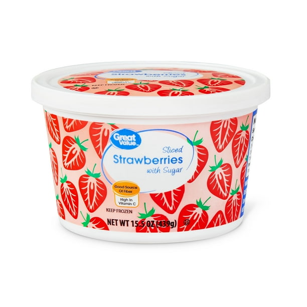 Great Value Sliced Frozen Strawberries with Sugar, 15.5 oz