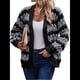 thumbnail image 3 of Suéter de Invierno de Punto Holgado con Rayas y Mangas Farol para Mujer, Moda de Otoño Gris Negro M, 3 of 10