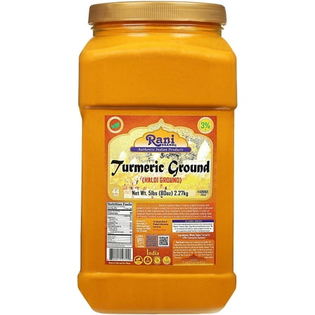 Rani Turmeric (Haldi) Root Powder Spice, (High Curcumin Content) 80oz (5lbs ) 2.27kg Bulk PET Jar ~ All Natural | 100% Pure, Salt Free | Vegan | Gluten Friendly | NON-GMO | Kosher | Indian Origin