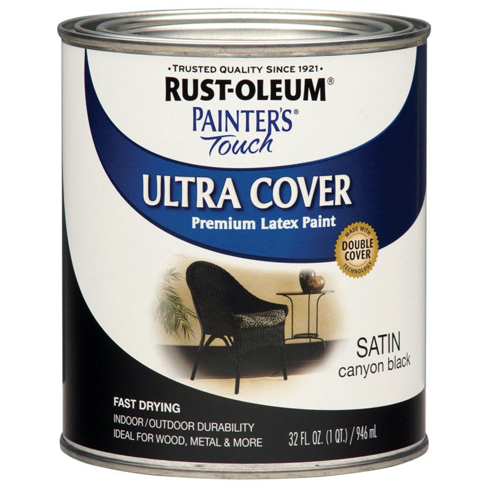 RustOleum Ultra Cover Indoor and Outdoor Satin Canyon Black Paint 1 qt