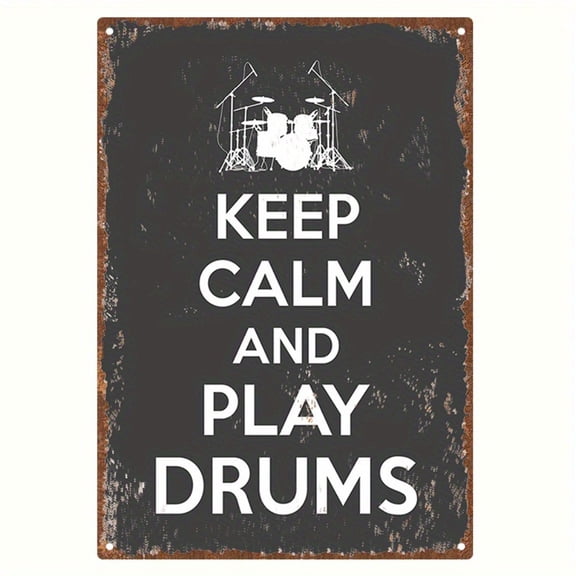 HELLOYOUNG Vintage Metal Tin Sign Keep Calm Drummer 7.87x11.81 Iron Wall Art Retro Home Studio Bar Man Cave Decor