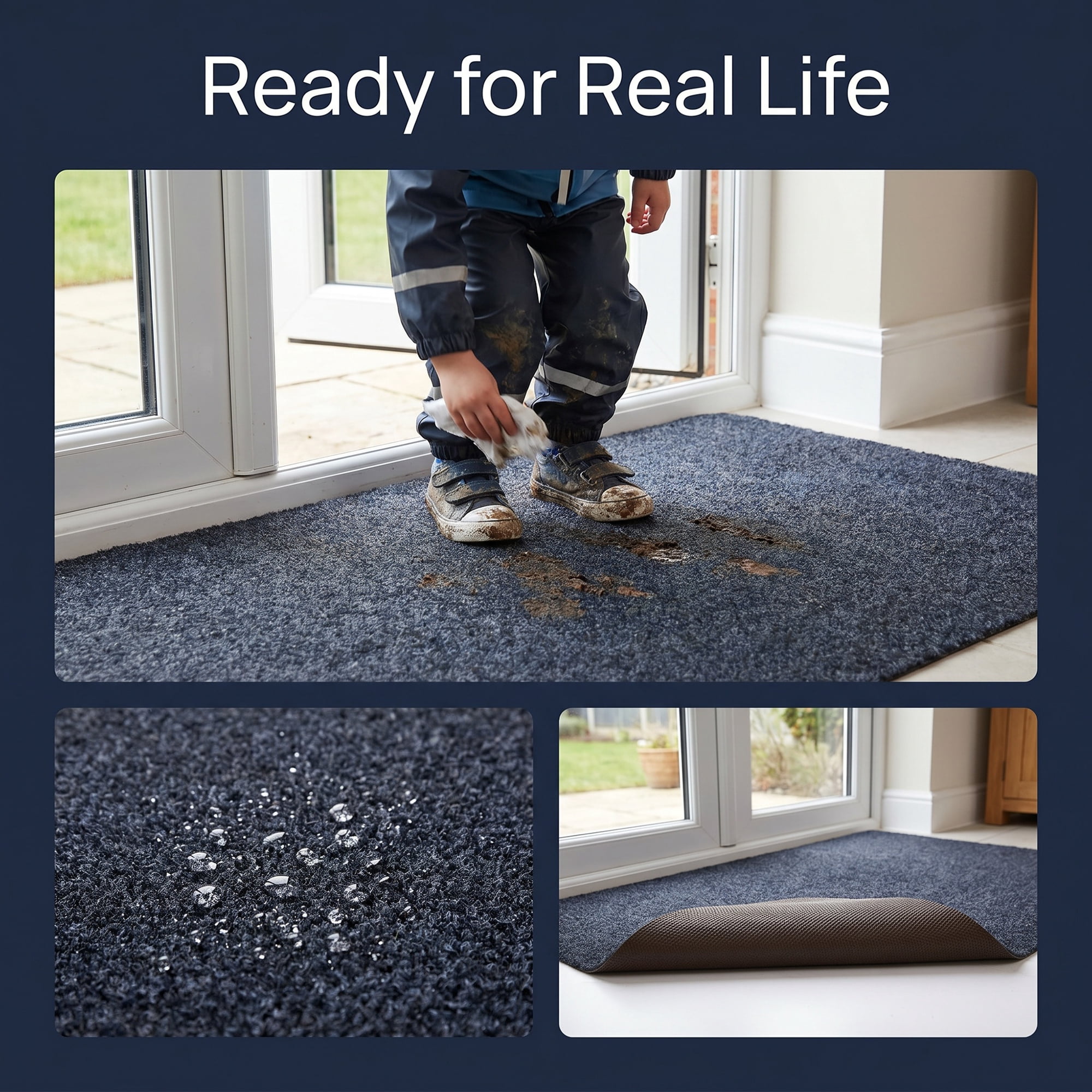 Unique Bargains Outdoor Doormat Waterproof Non-Slip Scraper Mat Dark Gray 32" x 20"