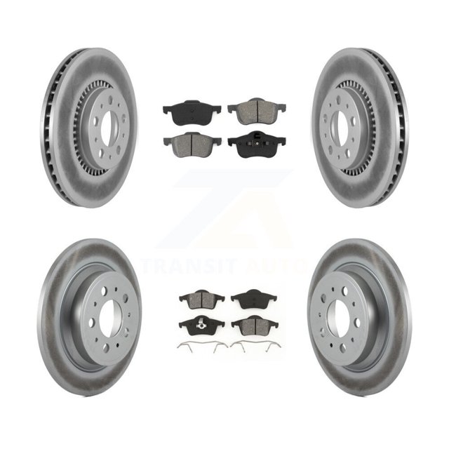Transit Auto Front Rear Coated Disc Brake Rotors and Semi-Metallic Pads Kit for Car Volvo S60 XC70 V70 S80 KGS-100802
